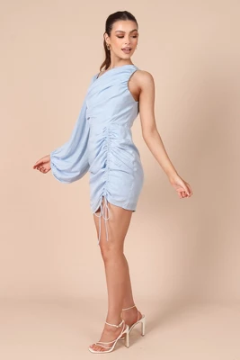 Petal And Pup Womens Toira One Shoulder Gathered Mini Dress 3 Petal And Pup Womens Toira One Shoulder Gathered Mini Dress - Image 3