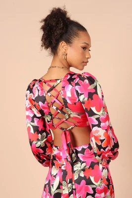 Petal And Pup Womens Teena Puff Sleeve Cutout Midi Dress 2 Petal And Pup Womens Teena Puff Sleeve Cutout Midi Dress - Image 2