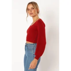Petal And Pup Womens Daphne Crewneck Bubble Sleeve Knit Sweater