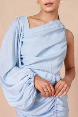 Petal And Pup Womens Toira One Shoulder Gathered Mini Dress 1 Petal And Pup Womens Toira One Shoulder Gathered Mini Dress