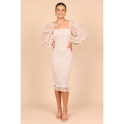 Petal And Pup Womens Bonita Shirred Frill Long Sleeve Bodycon Midi Dress 5 Petal And Pup Womens Bonita Shirred Frill Long Sleeve Bodycon Midi Dress - Image 5