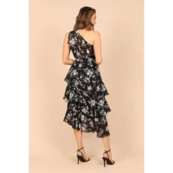 Petal And Pup Womens Brigette One Shoulder Tiered Maxi Dress