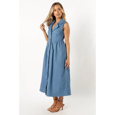 Petal And Pup Womens Sonja Midi Dress - Steel Blue XS 1 Petal And Pup Womens Sonja Midi Dress - Steel Blue XS