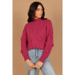 Petal And Pup Womens Raquel Mock Neck Flower Detail Knit Sweater -Petal and Pup Store GUEST 4a1bfe70 8b46 4045 84bb fbc407d57e19