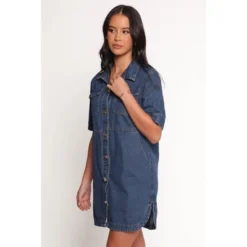 Petal And Pup Fleming Shirt Mini Dress - Denim M