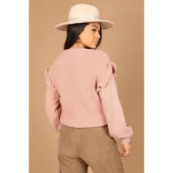 Petal And Pup Womens Bethany Drop Sleeve Ruffle Knit Sweater