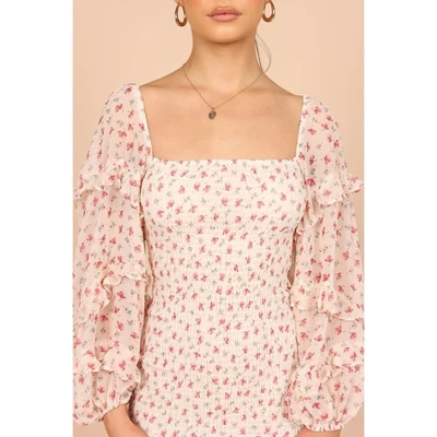 Petal And Pup Womens Bonita Shirred Frill Long Sleeve Bodycon Midi Dress 3 Petal And Pup Womens Bonita Shirred Frill Long Sleeve Bodycon Midi Dress - Image 3