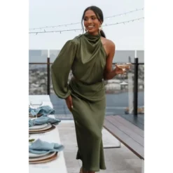 Petal And Pup Womens Amelie One Shoulder Maxi Dress