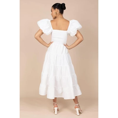 Petal And Pup Womens Annette Puff Sleeve Shirred Midi Dress 1 Petal And Pup Womens Annette Puff Sleeve Shirred Midi Dress